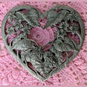 Rawcliffe 1991 Pewter Flower Leaf Heart Design Potpourri Lid Lily Star Adenium